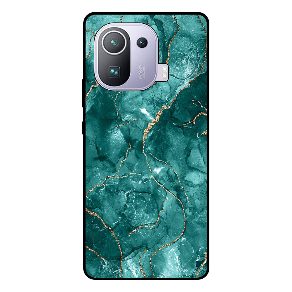 Telefoonhoesje Geschikt voor Xiaomi Mi 11 Pro met
marmer opdruk - TPU backcover case marble design - Goud Groen