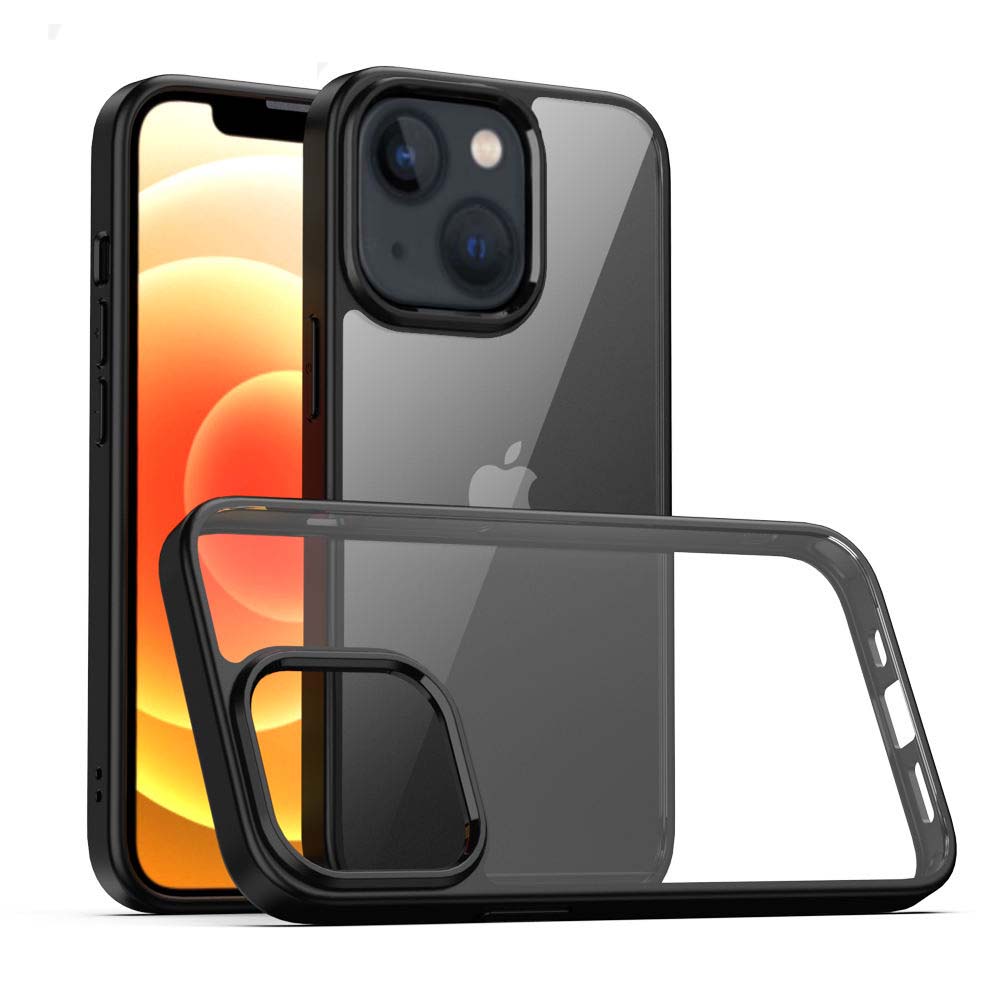 TPU Sterk  Hoesje Met Doorzichtige Achterkant voor iPhone 13 - Zwart