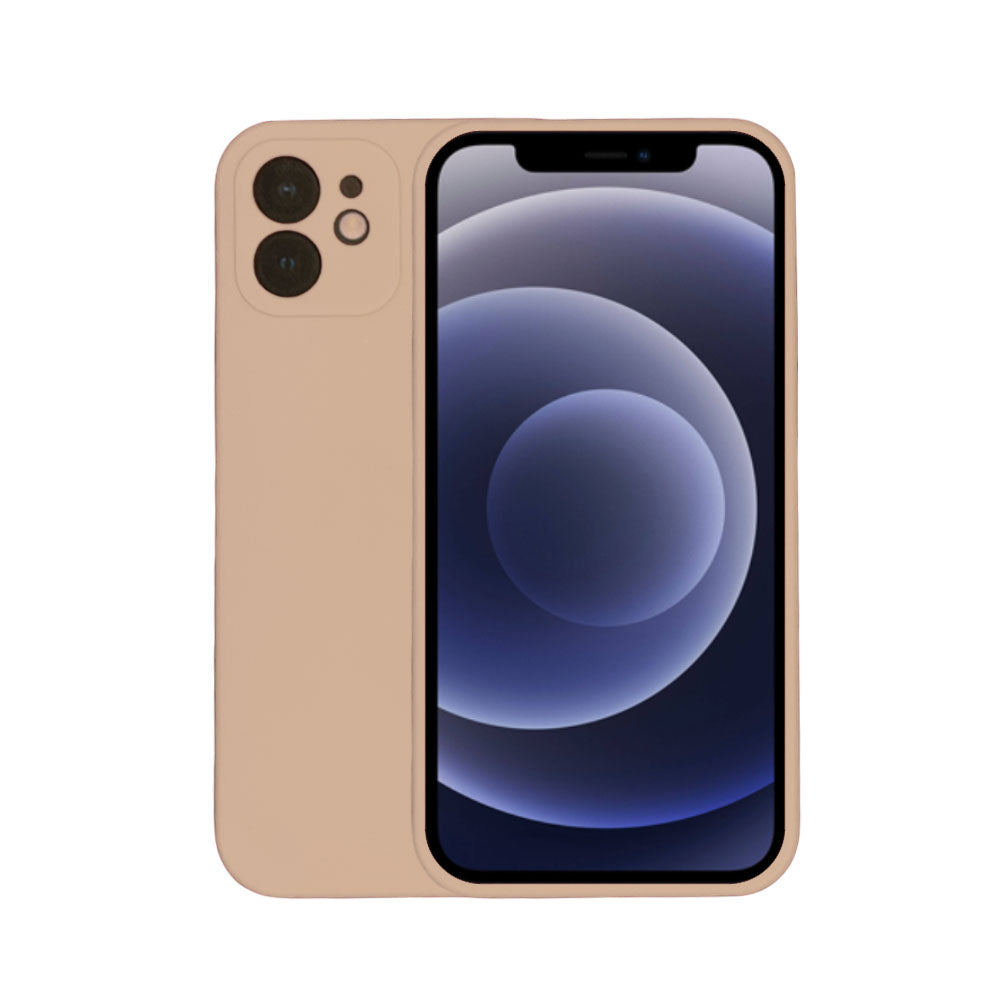 Telefoonhoesje Geschikt voor
  iPhone 12 siliconen hoesje - Backcover Siliconen Case - Beige