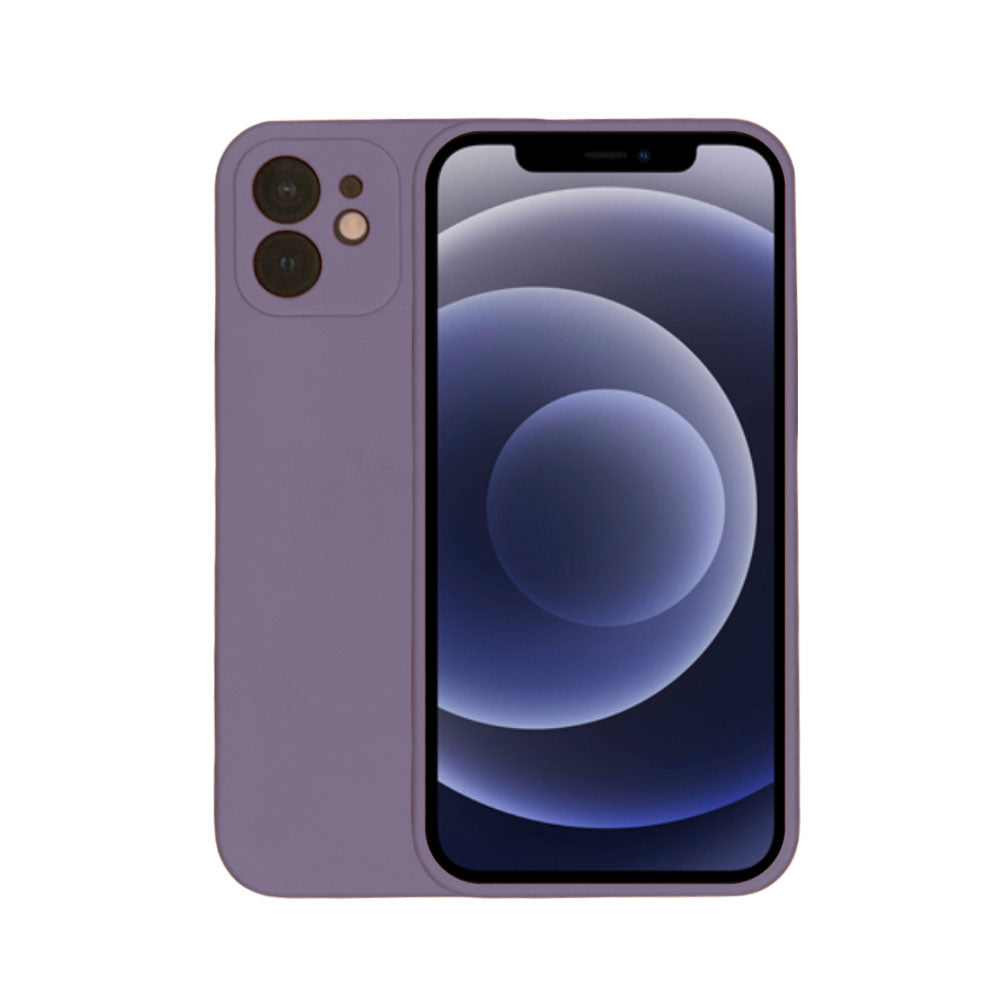 Telefoonhoesje Geschikt voor
  iPhone 12 siliconen hoesje - Backcover Siliconen Case - Paars Grijs