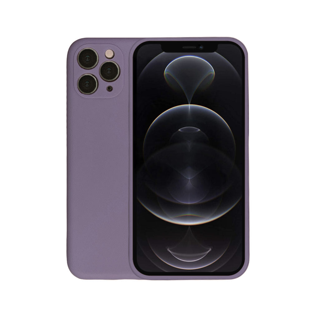 Telefoonhoesje Geschikt voor
  iPhone 12 Mini siliconen hoesje - Backcover Siliconen Case - Paars Grijs