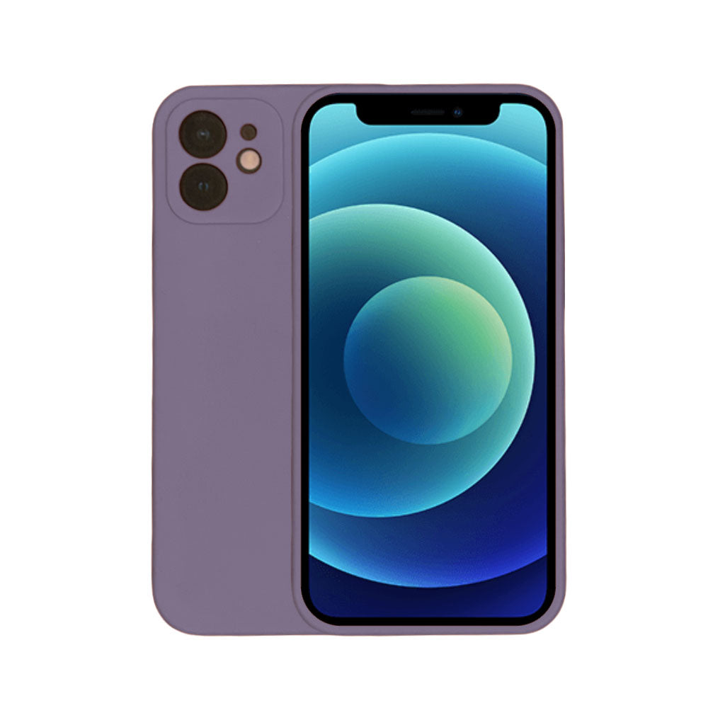 Telefoonhoesje Geschikt voor
  iPhone 12 Pro Max siliconen hoesje - Backcover Siliconen Case - Paars Grijs