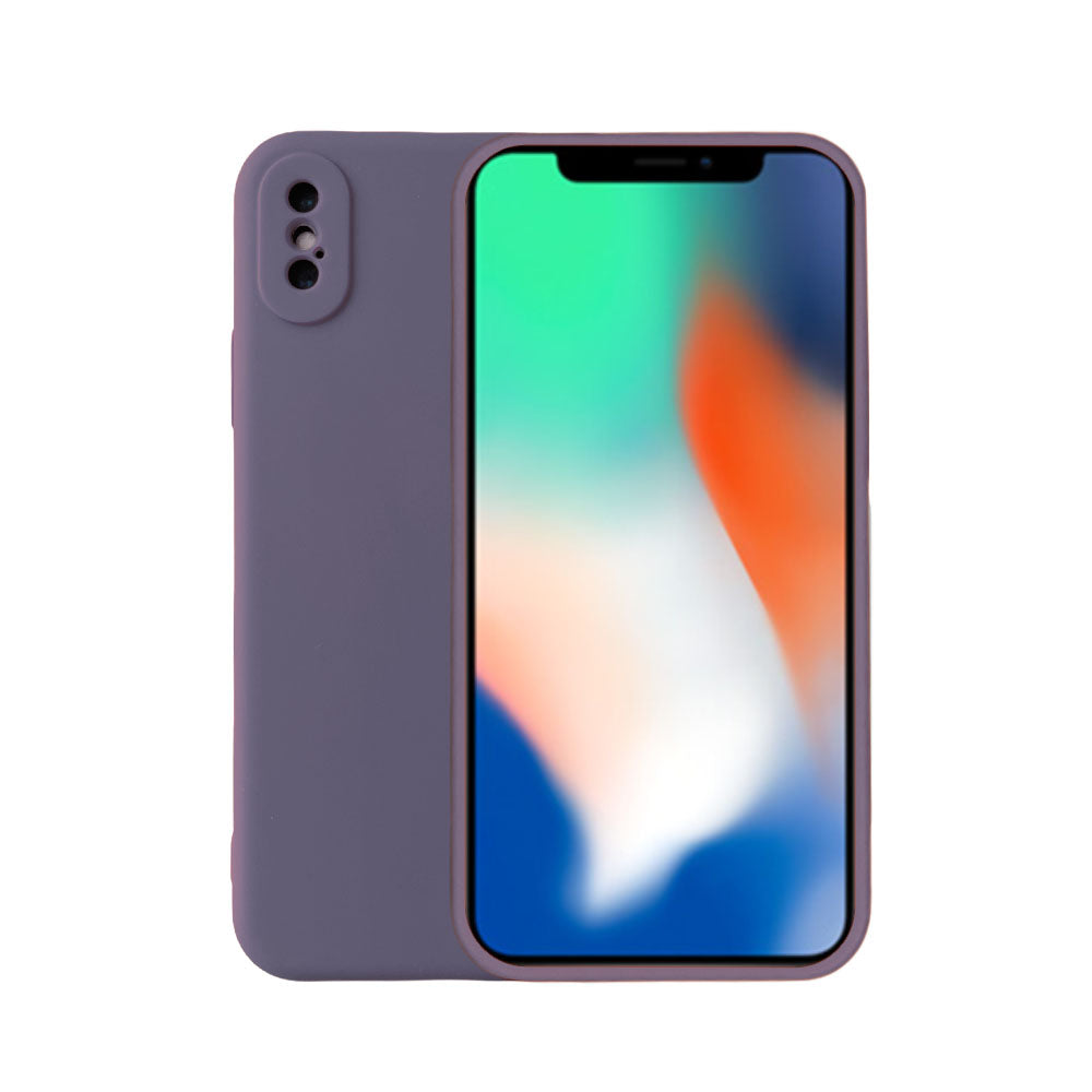Telefoonhoesje Geschikt voor
  iPhone Xr siliconen hoesje - Backcover Siliconen Case - Paars Grijs
