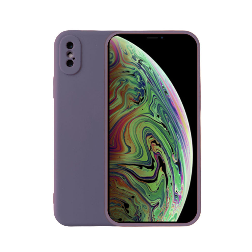 Telefoonhoesje Geschikt voor
  iPhone Xs Max siliconen hoesje - Backcover Siliconen Case - Paars Grijs