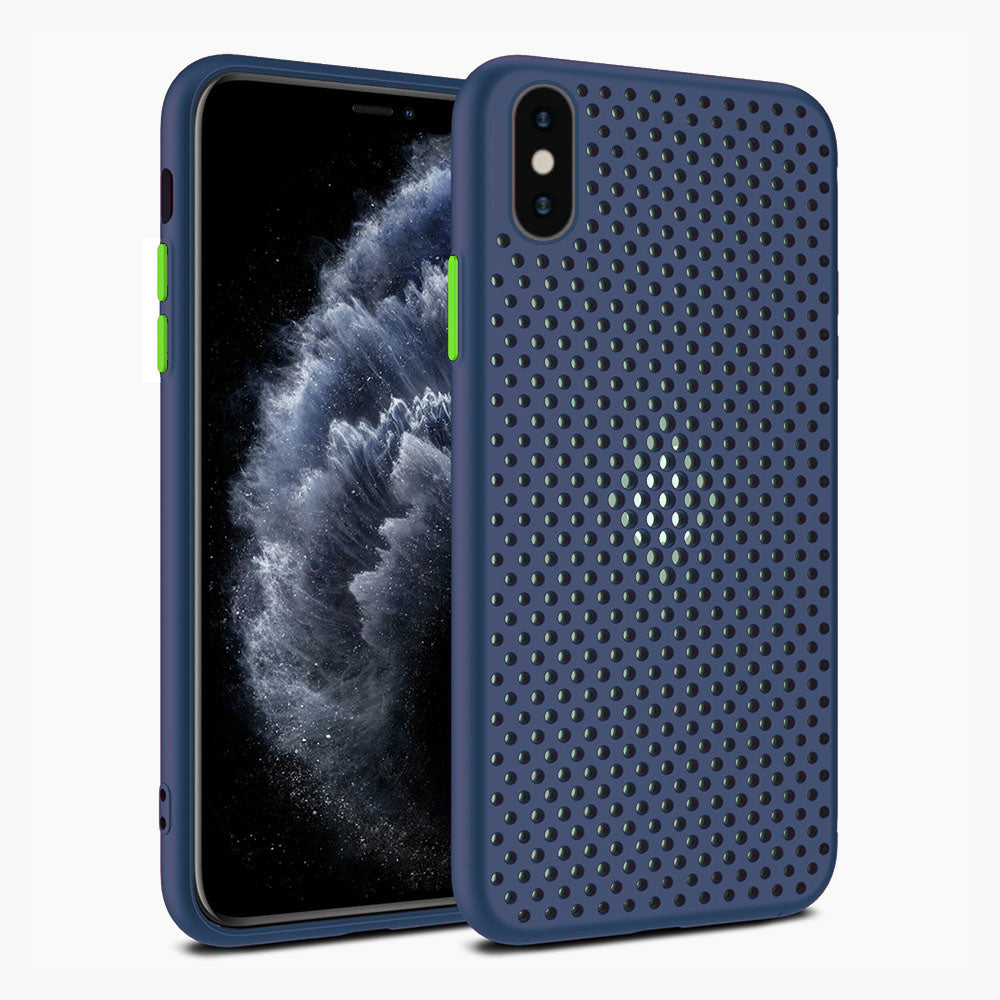 iPhone X/Xs siliconen hoesje met gaatjes - Donkerblauw