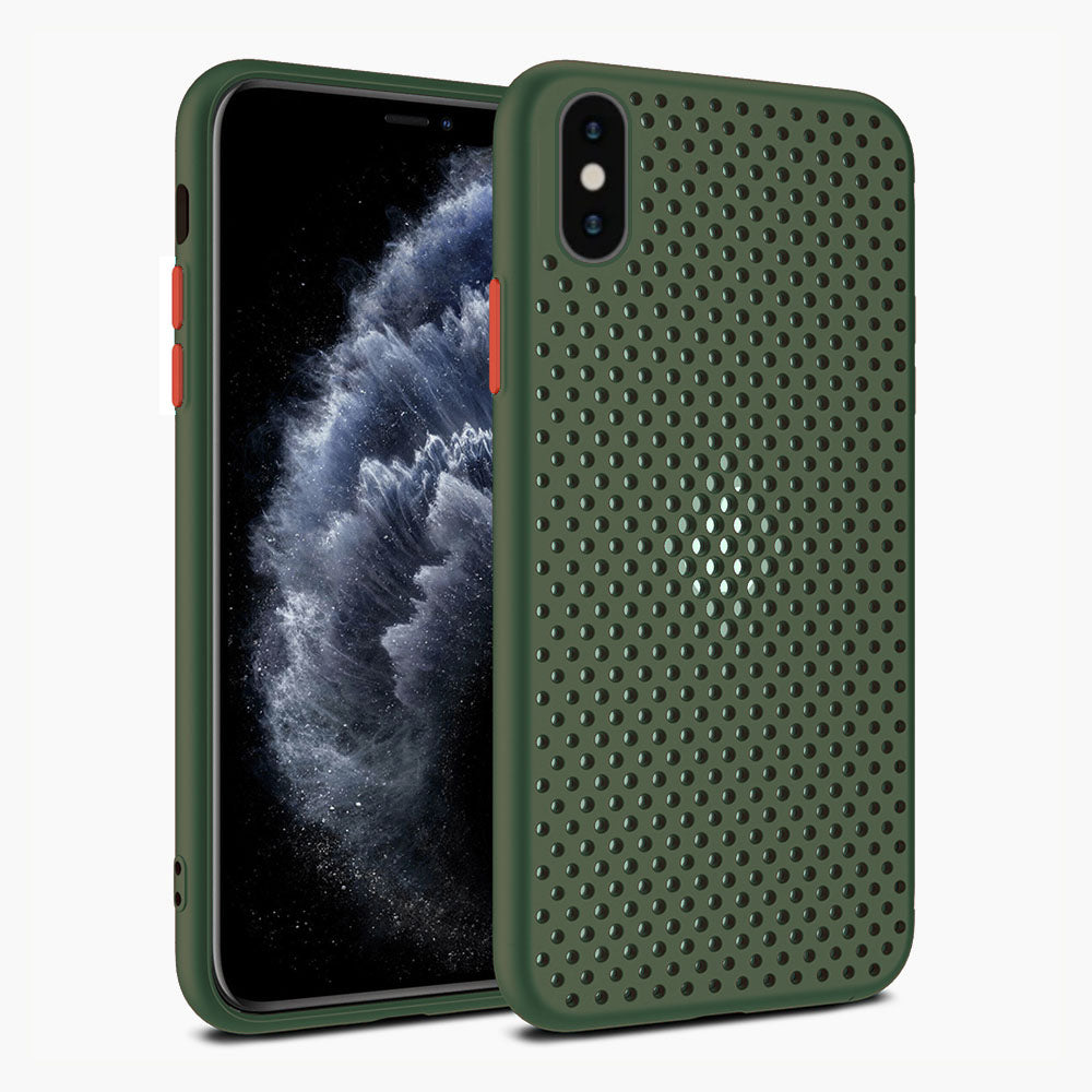 iPhone X/Xs siliconen hoesje met gaatjes - Legergroen