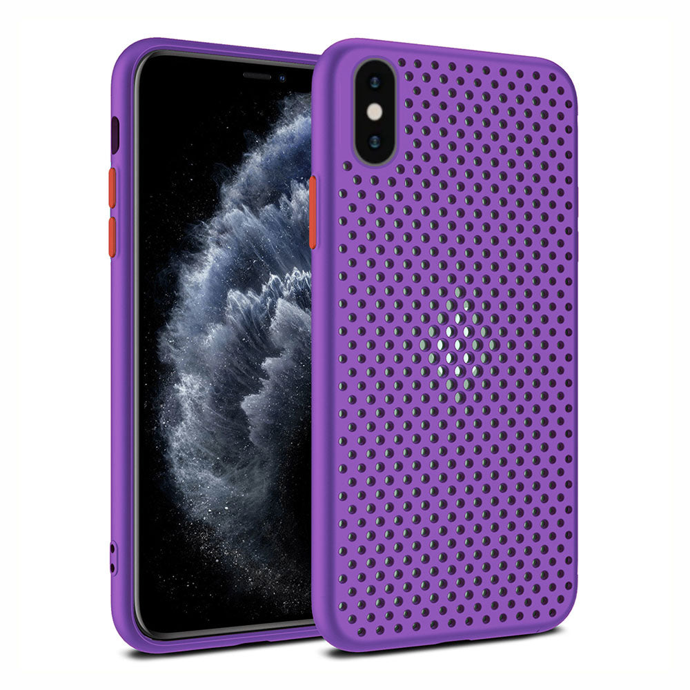 iPhone X/Xs siliconen hoesje met gaatjes - Paars