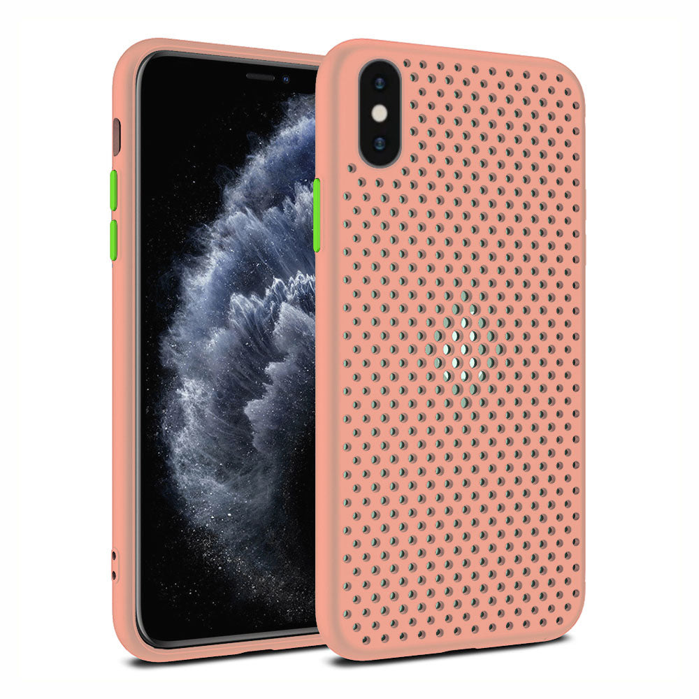 iPhone X/Xs siliconen hoesje met gaatjes - Zalm