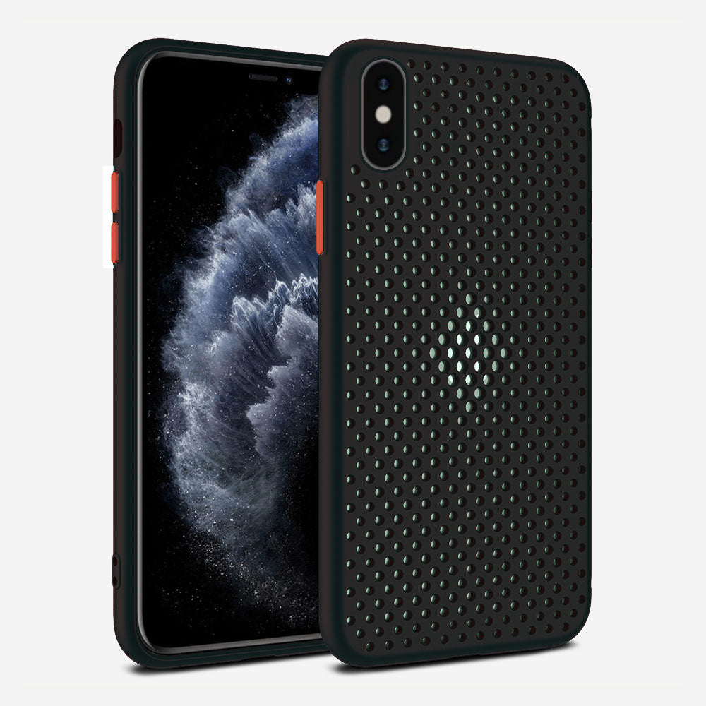 iPhone X/Xs siliconen hoesje met gaatjes - Zwart