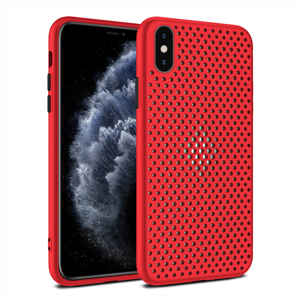 iPhone Xs Max siliconen hoesje met gaatjes - Rood
