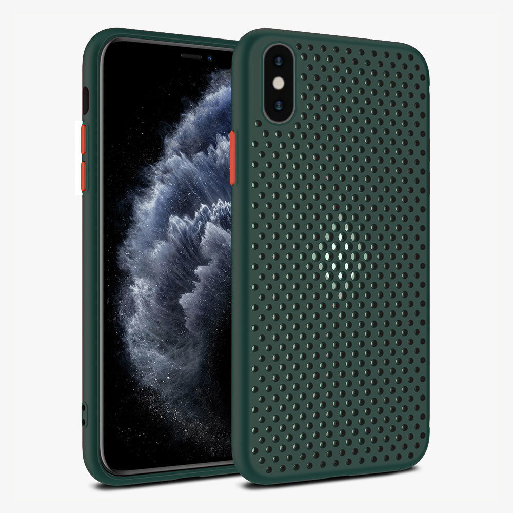 iPhone Xs Max siliconen hoesje met gaatjes - Donkergroen
