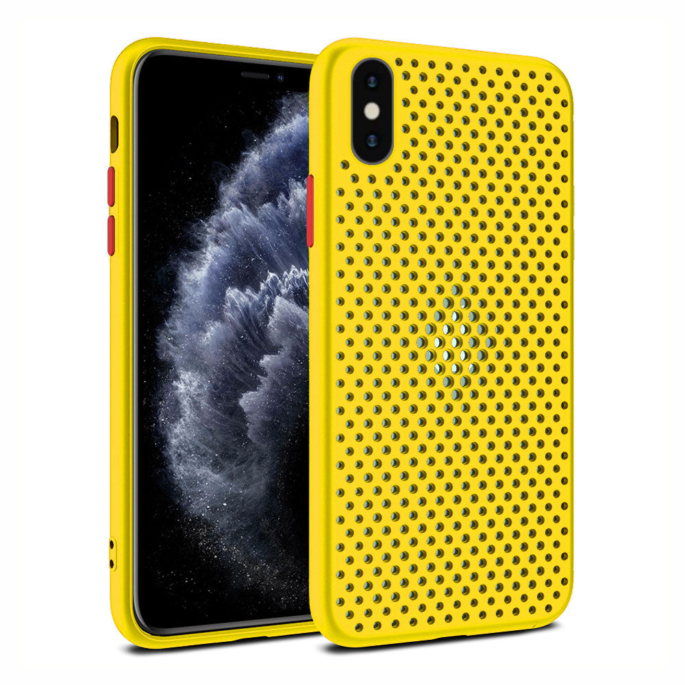 iPhone Xs Max siliconen hoesje met gaatjes - Geel