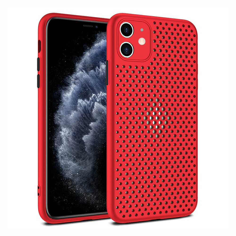 iPhone 11 siliconen hoesje met gaatjes - Rood