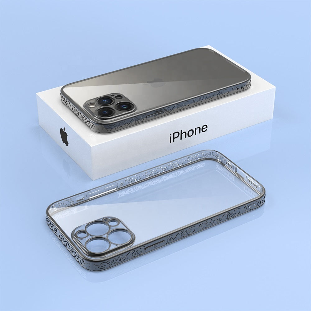 iPhone 13 Pro Max hoesje met 3D metallic opdruk - Zwart