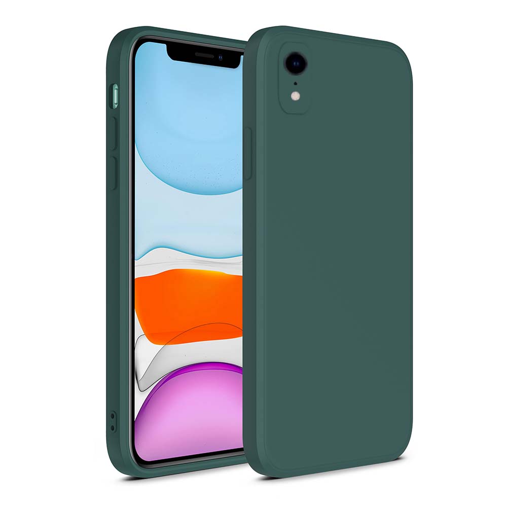 iPhone Xr siliconen hoesje met zachte binnenkant - Donkergroen