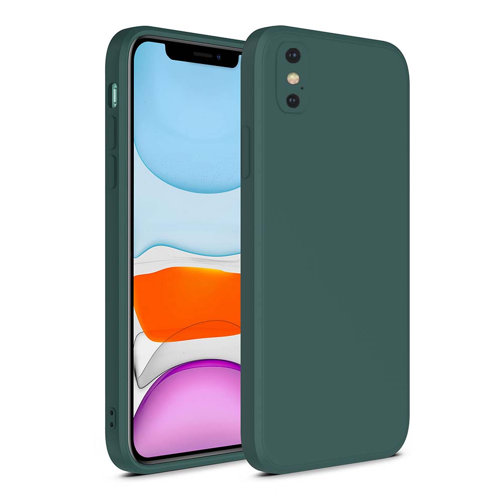 iPhone Xs Max siliconen hoesje met zachte binnenkant - Donkergroen