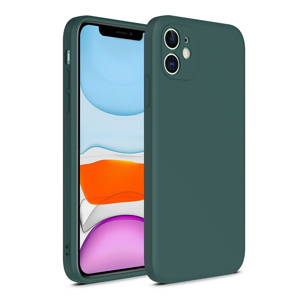 iPhone 12 siliconen hoesje met zachte binnenkant - Donkergroen