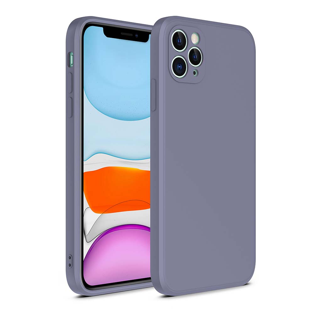 iPhone 12 Pro Max siliconen hoesje met zachte binnenkant - Paars Grijs