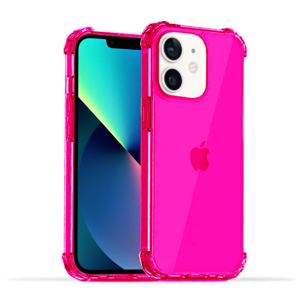 iPhone 12 Mini transparant siliconen hoesje - Neon Roze