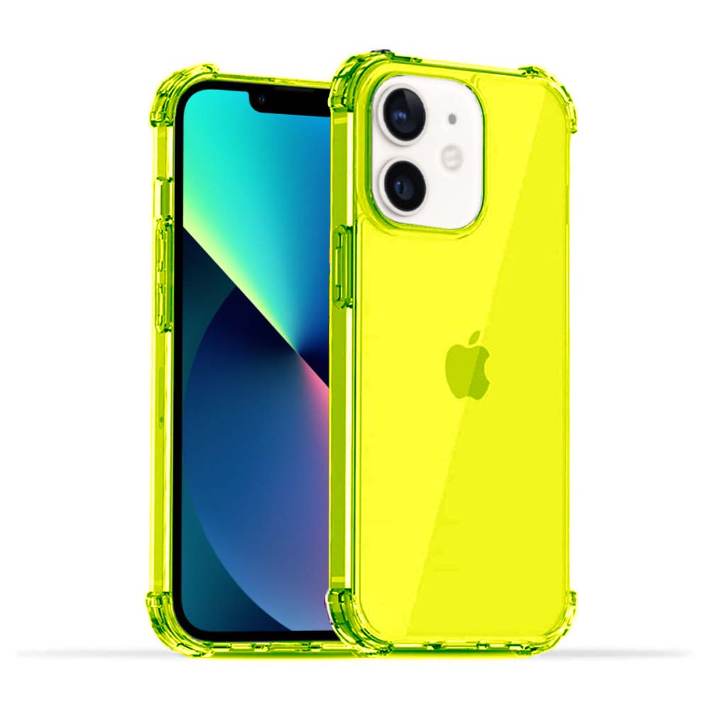 iPhone 12 Mini transparant siliconen hoesje - Neon Geel