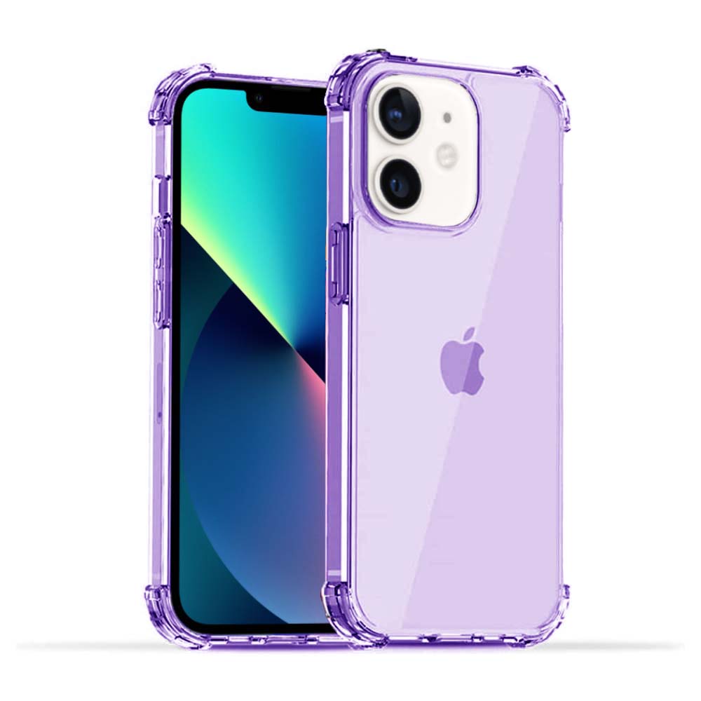 iPhone 12 Mini transparant siliconen hoesje - Paars