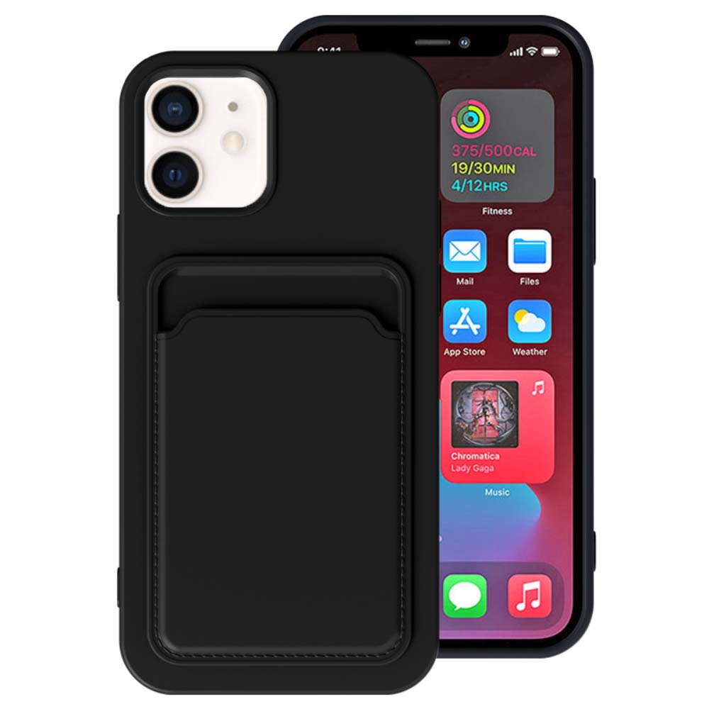 iPhone 11 siliconen hoesje met pashouder - Zwart