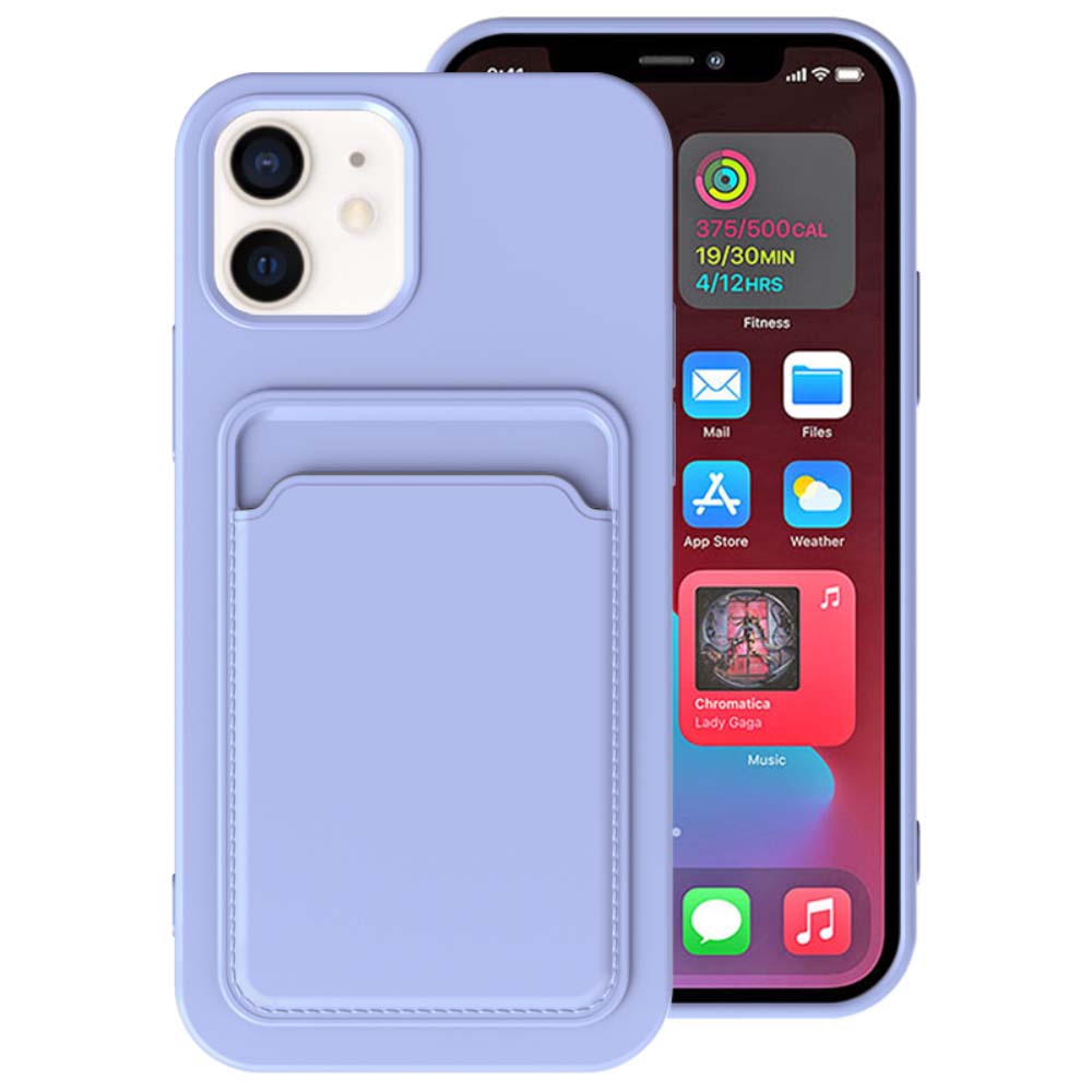 iPhone 11 siliconen hoesje met pashouder - Paars