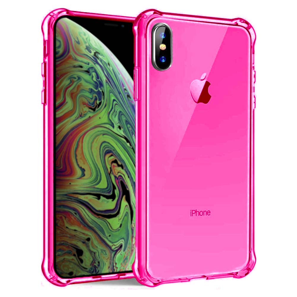 iPhone X/Xs transparant siliconen hoesje - Neon Roze