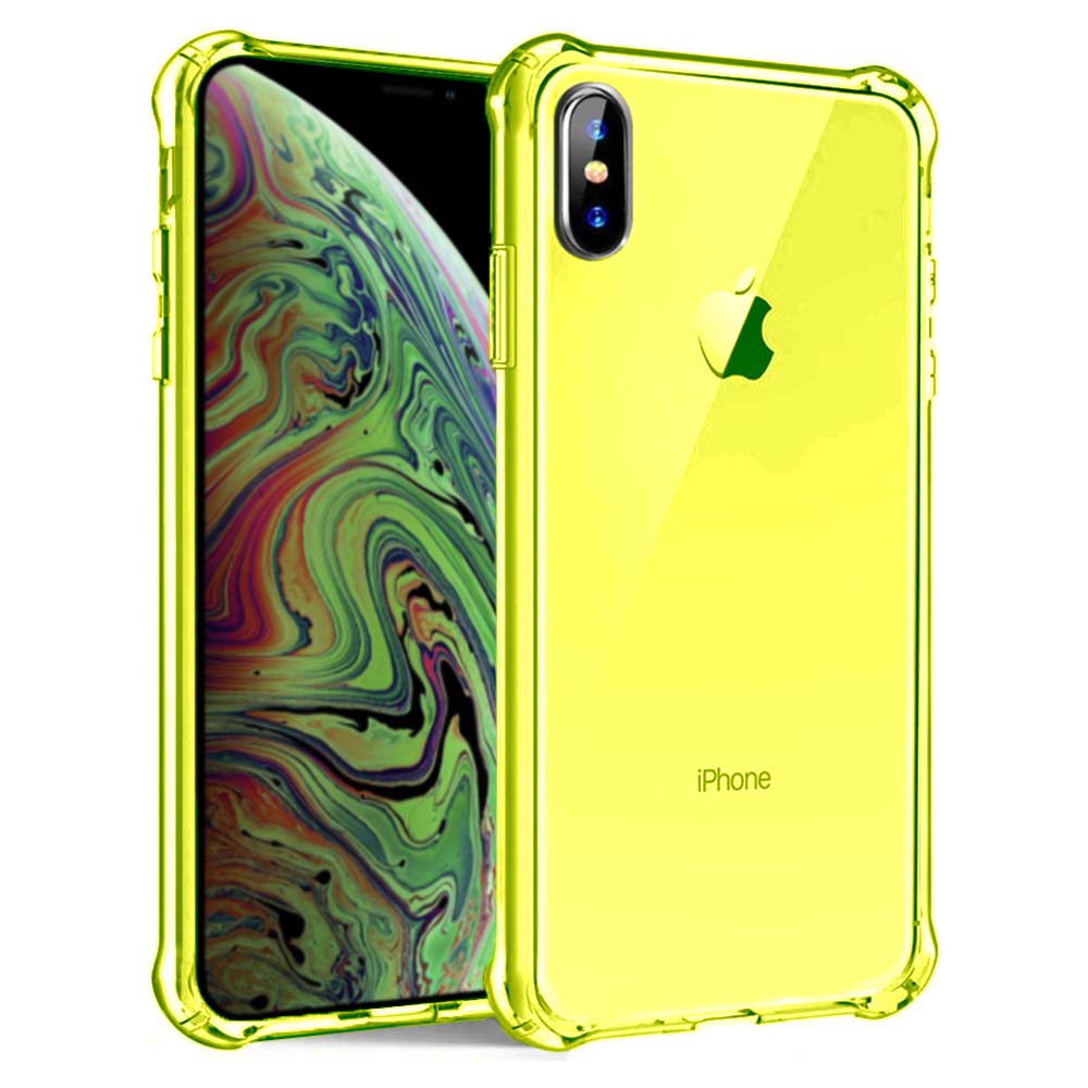 iPhone Xs Max transparant siliconen hoesje - Neon Geel