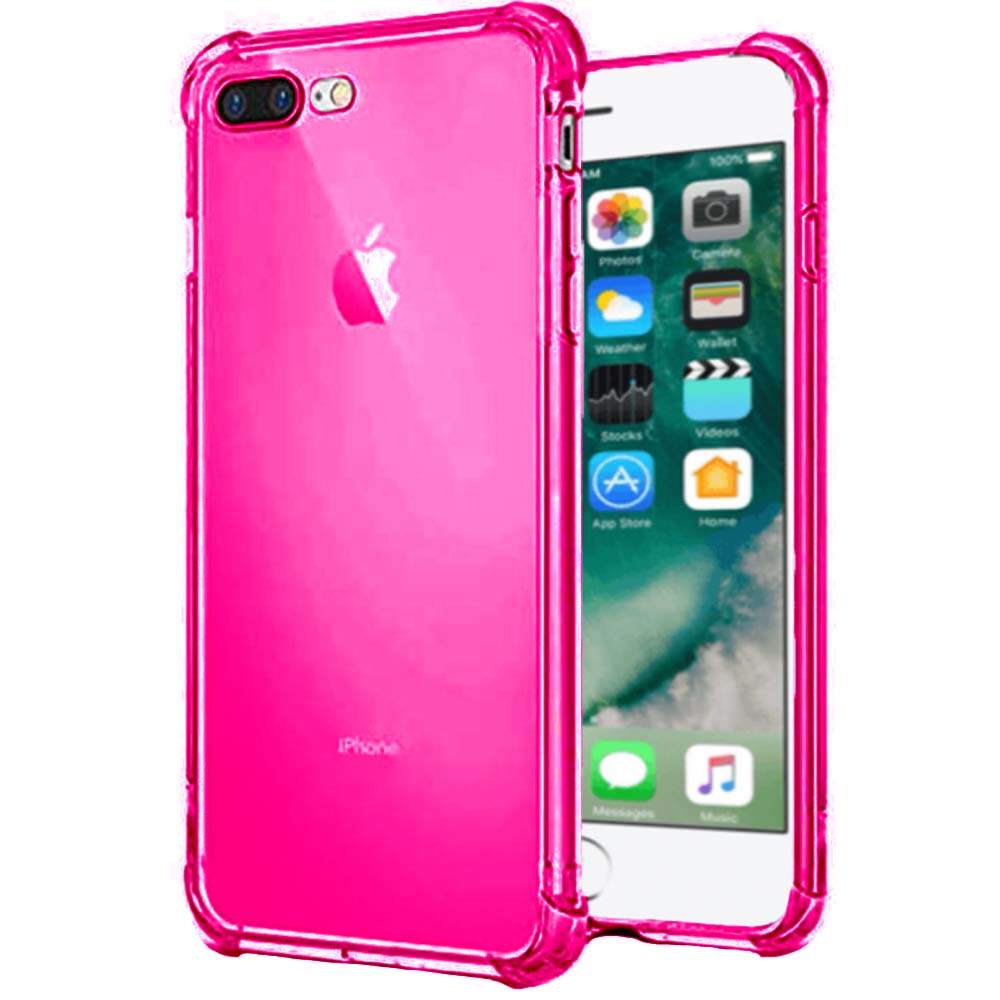 iPhone 7/8 Plus transparant siliconen hoesje - Neon Roze