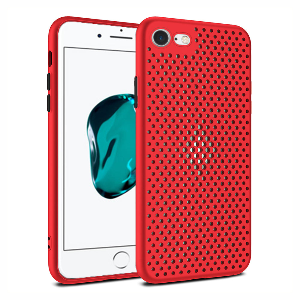 iPhone 6/6s siliconen hoesje met gaatjes - Rood
