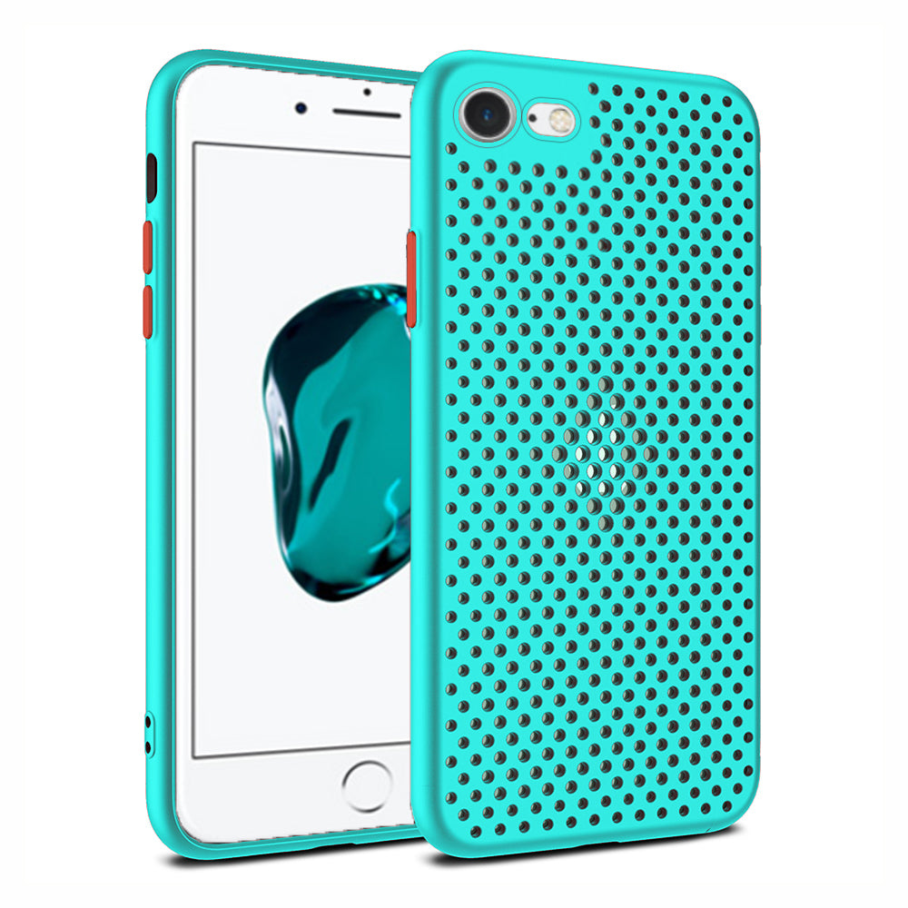 iPhone 7/8 siliconen hoesje met gaatjes - Blauw