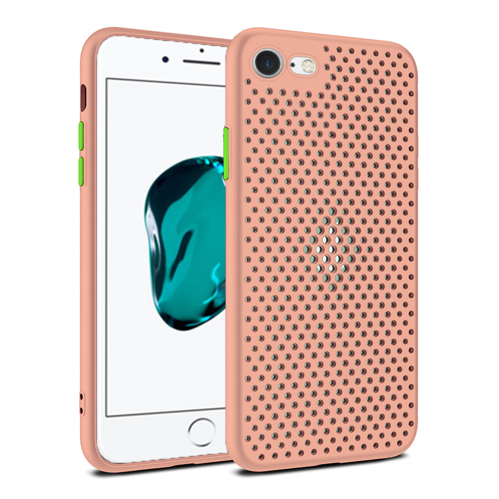 iPhone 7/8 Plus siliconen hoesje met gaatjes - Zalm