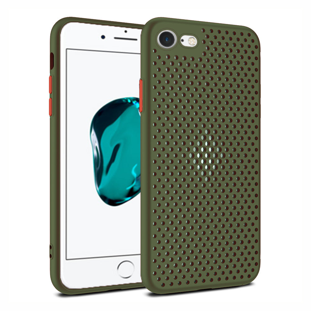 iPhone 7/8 Plus siliconen hoesje met gaatjes - Legergroen