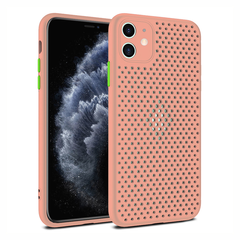 iPhone 11 siliconen hoesje met gaatjes - Zalm
