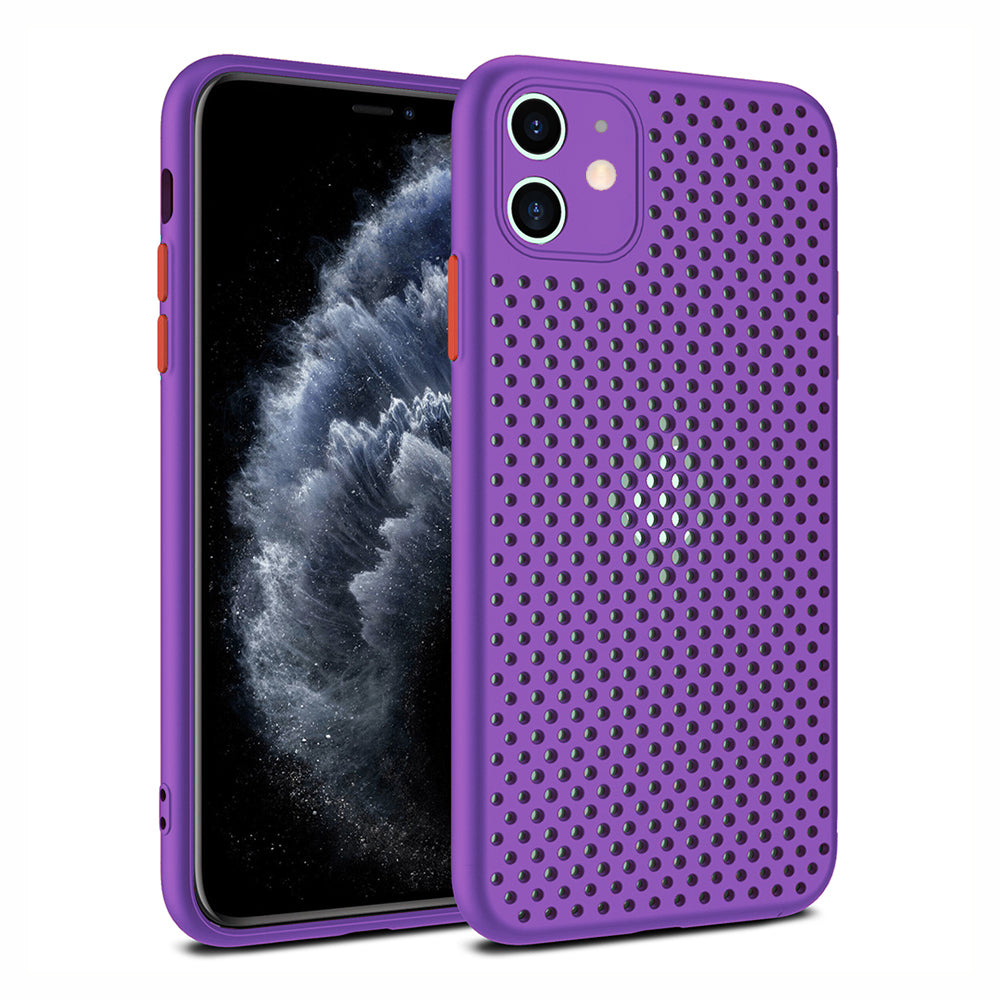iPhone 11 siliconen hoesje met gaatjes - Paars