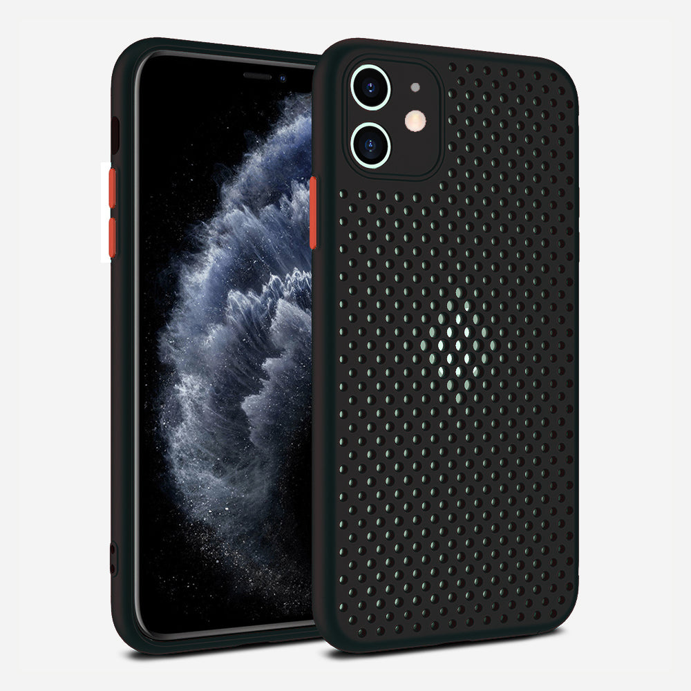 iPhone 11 siliconen hoesje met gaatjes - Zwart
