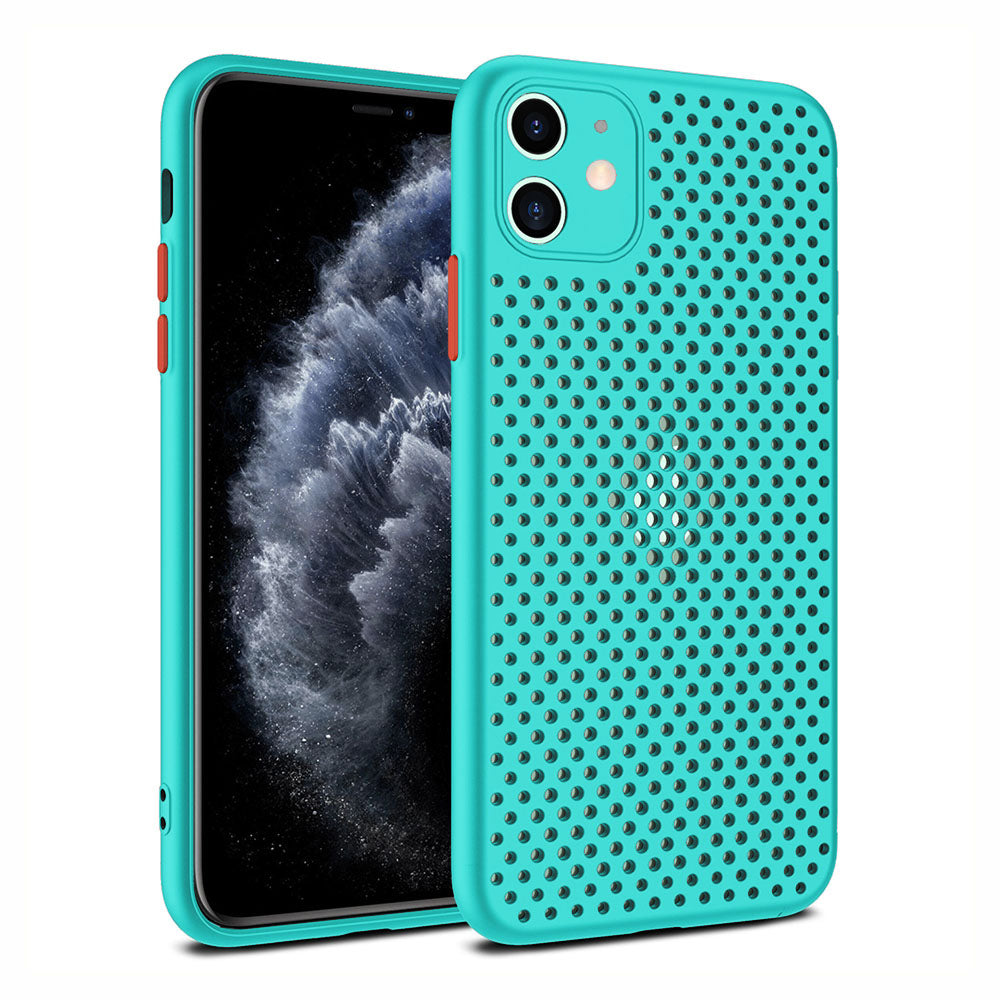 iPhone 11 siliconen hoesje met gaatjes - Blauw