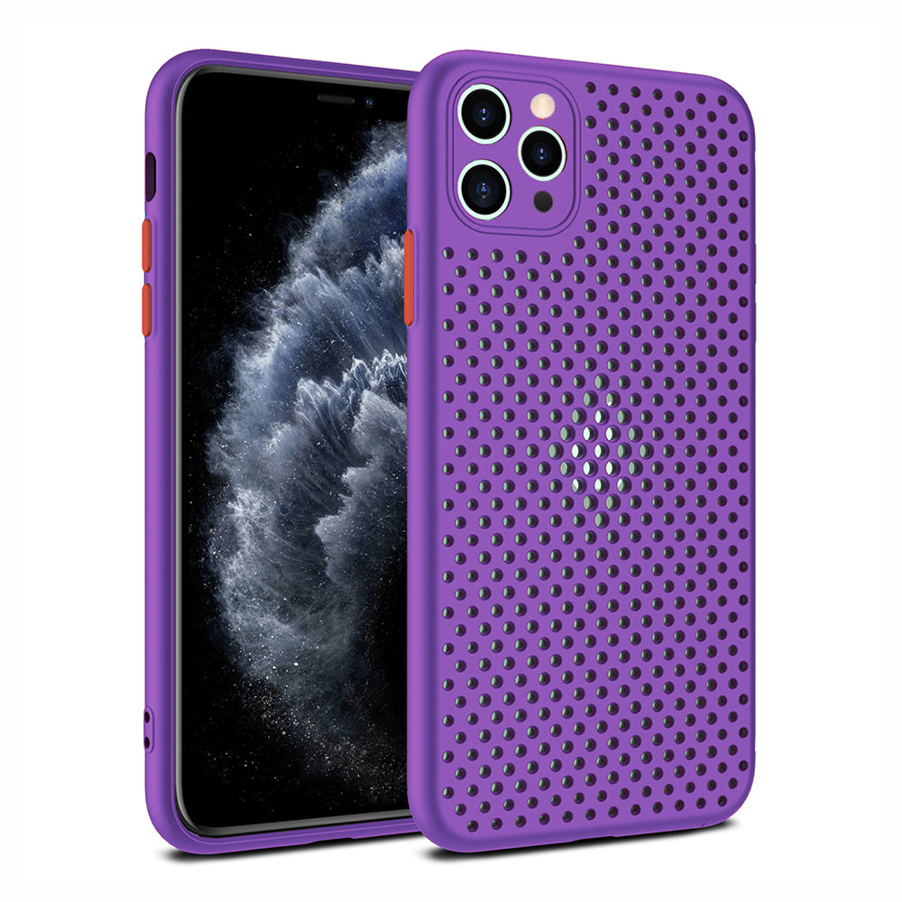 iPhone 11 Pro siliconen hoesje met gaatjes - Paars