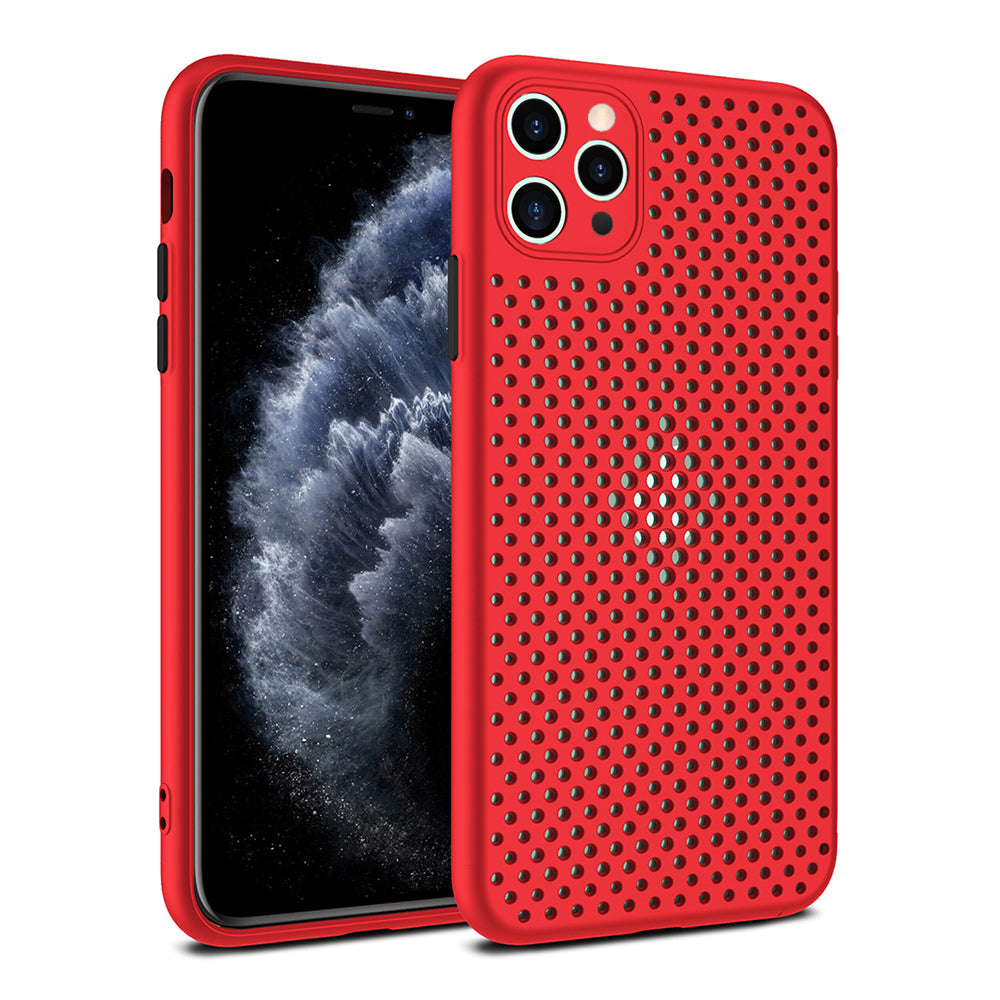iPhone 11 Pro siliconen hoesje met gaatjes - Rood