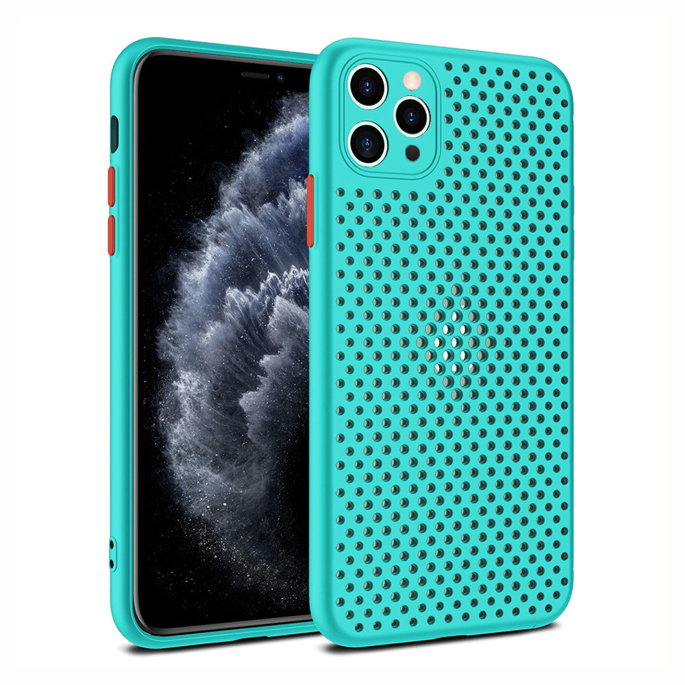 iPhone 11 Pro siliconen hoesje met gaatjes - Blauw