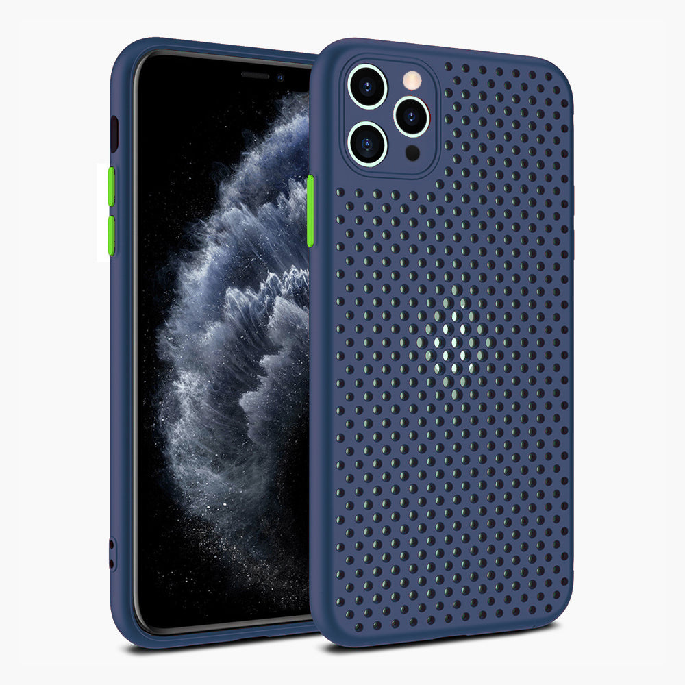 iPhone 11 Pro siliconen hoesje met gaatjes - Donkerblauw