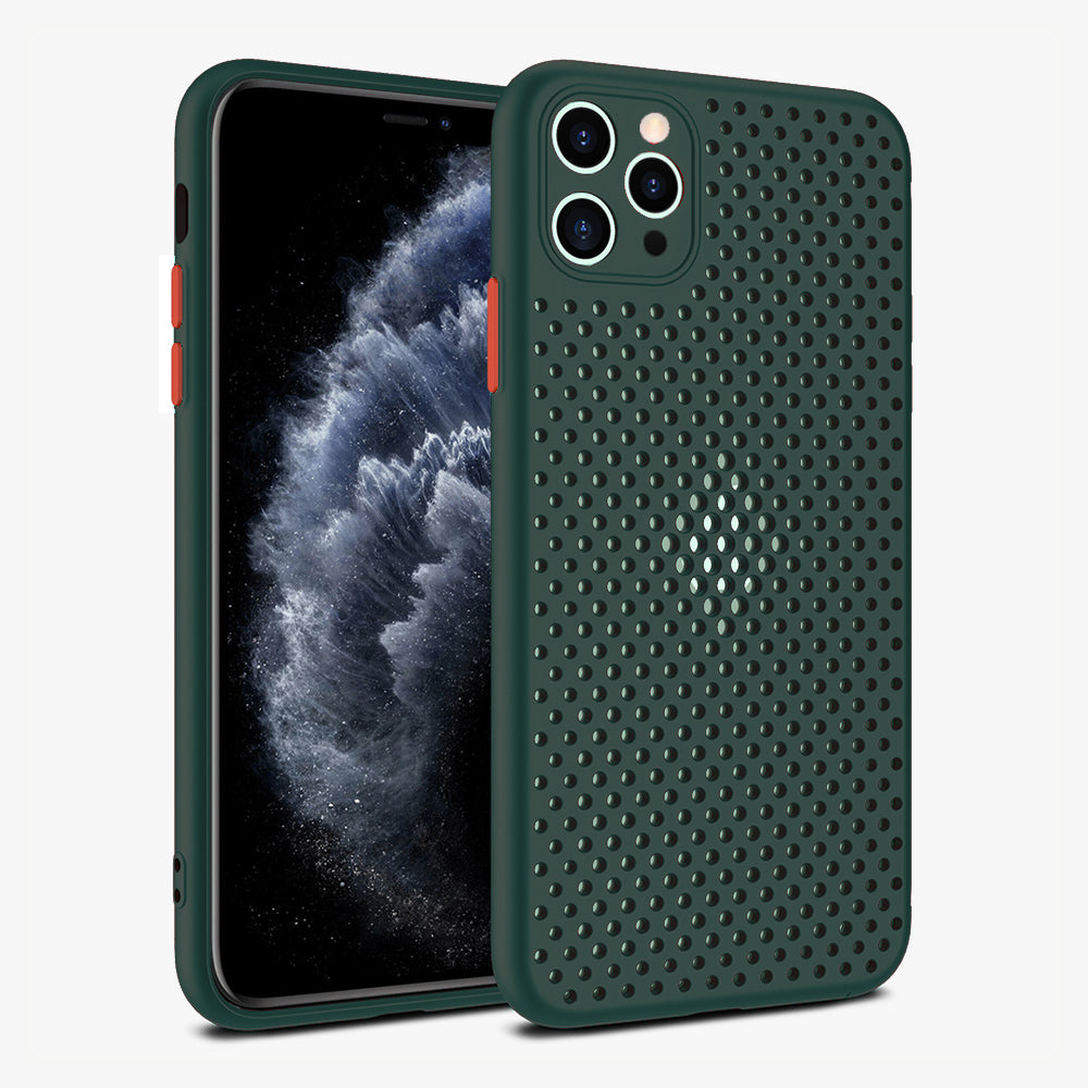 iPhone 11 Pro Max siliconen hoesje met gaatjes - Donkergroen