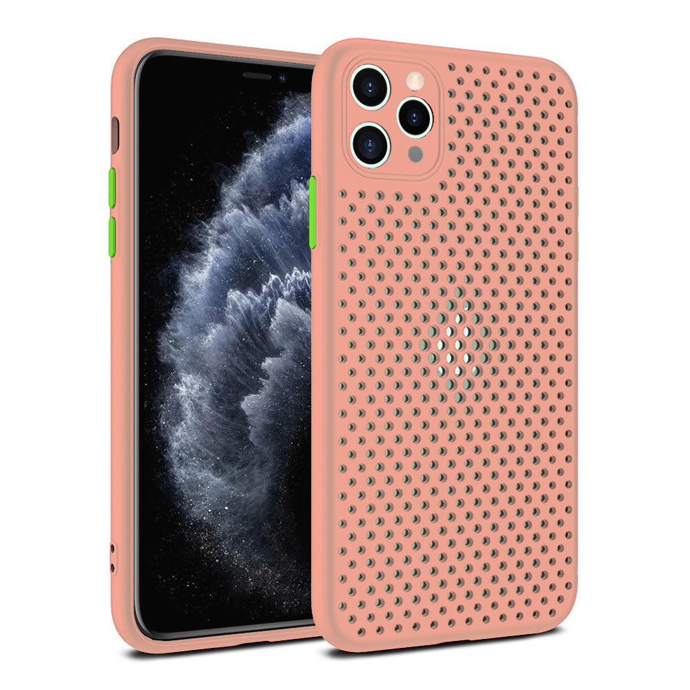 iPhone 11 Pro Max siliconen hoesje met gaatjes - Zalm
