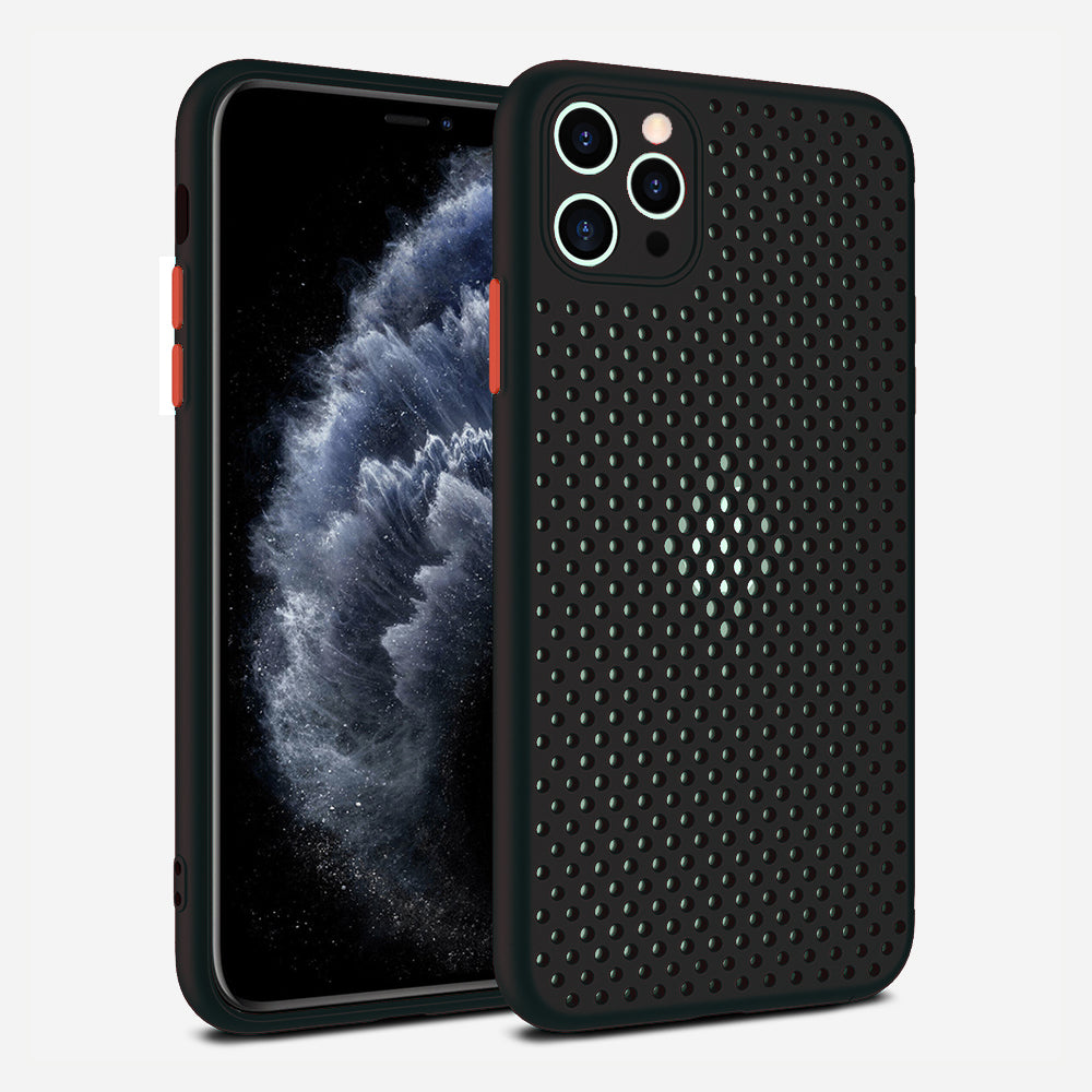 iPhone 11 Pro Max siliconen hoesje met gaatjes - Zwart