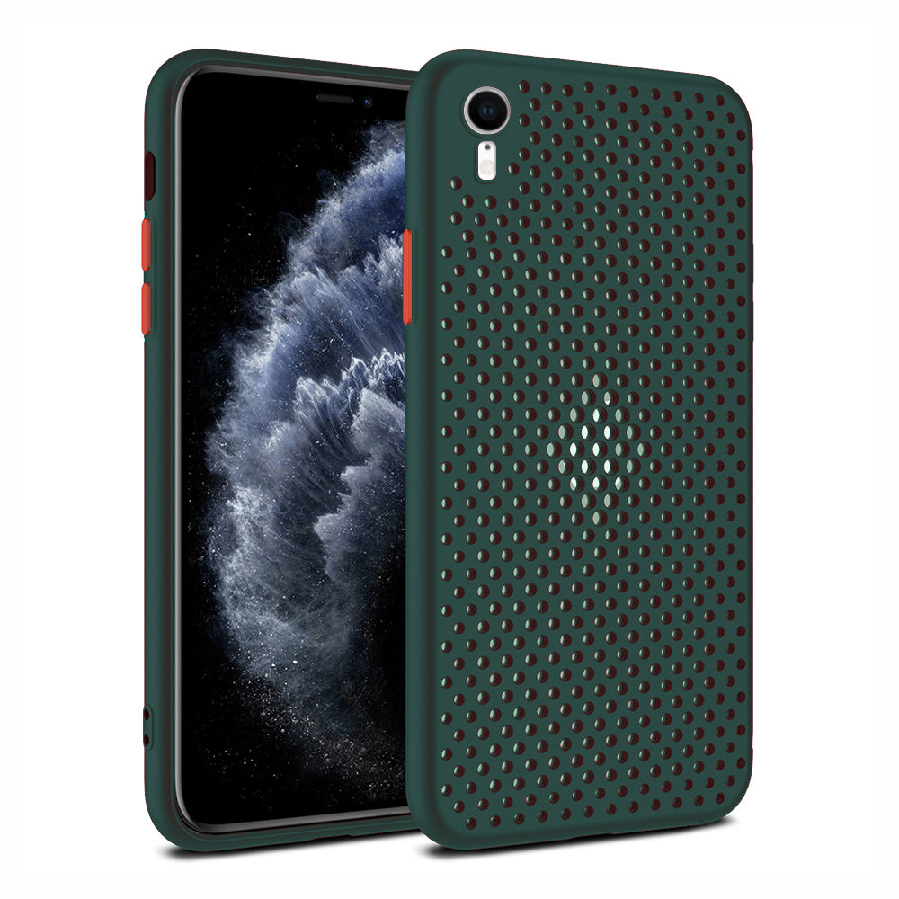 iPhone Xr siliconen hoesje met gaatjes - Donkergroen