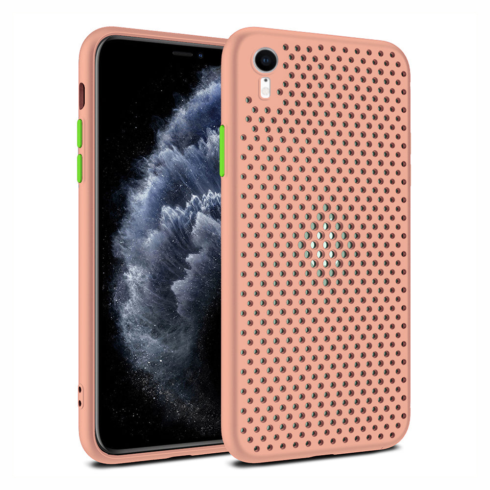 iPhone Xr siliconen hoesje met gaatjes - Zalm
