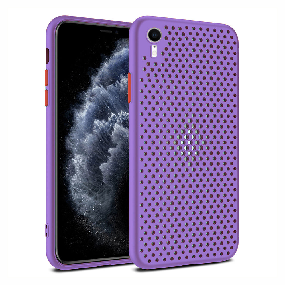 iPhone Xr siliconen hoesje met gaatjes - Paars