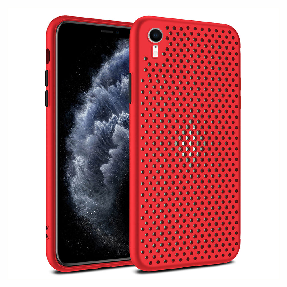 iPhone Xr siliconen hoesje met gaatjes - Rood