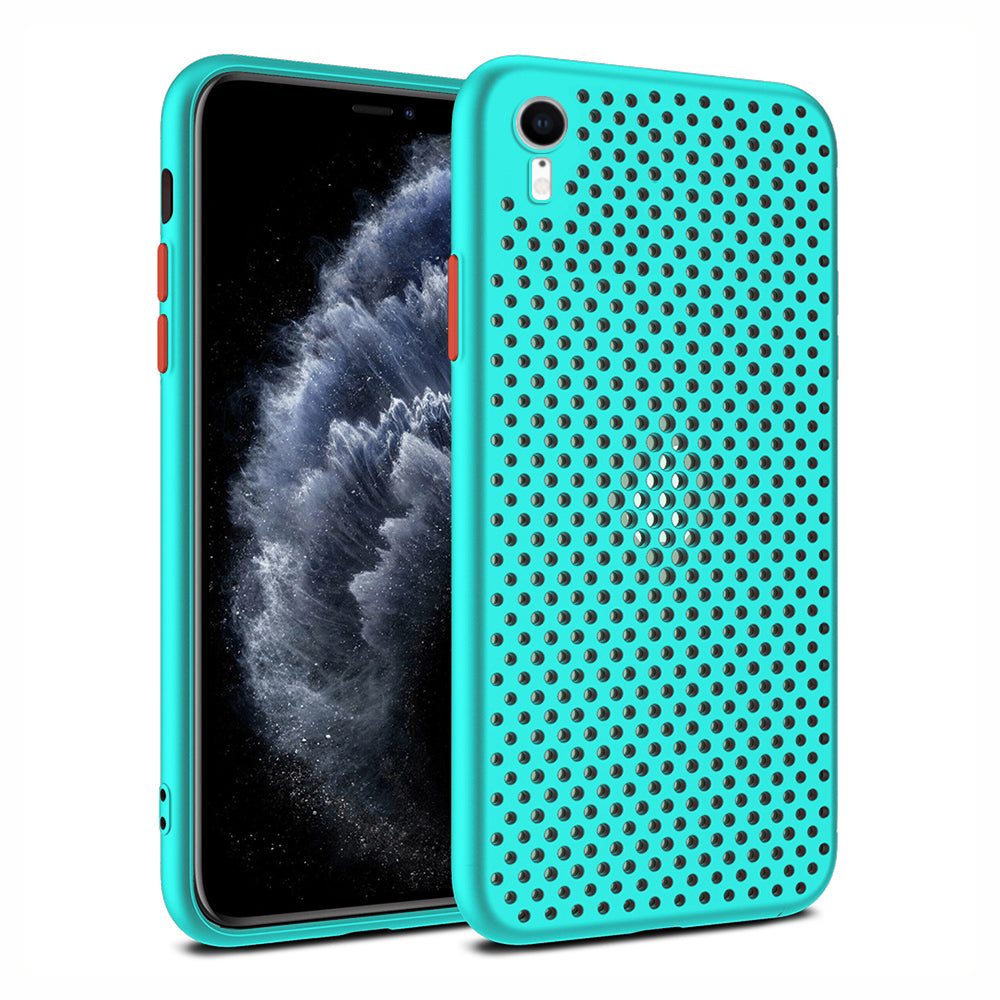 iPhone Xr siliconen hoesje met gaatjes - Blauw
